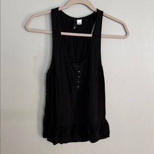 Divided Black Ruffle Hem Tank Top